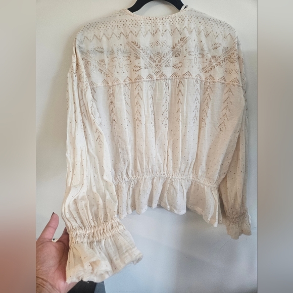 Free People Counting Stars Peasant Blouse Boho Size S - Picture 6 of 14